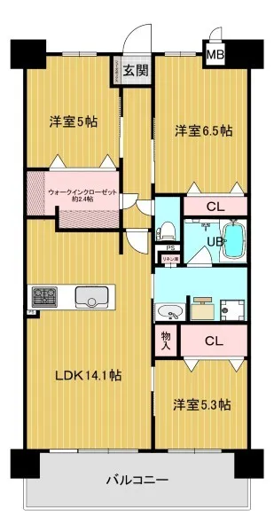 豊見城市豊見城の中古マンション 間取り図
